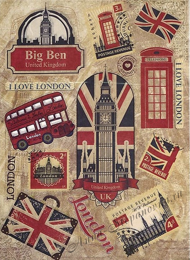 Рисовая карта «Символы Лондона»