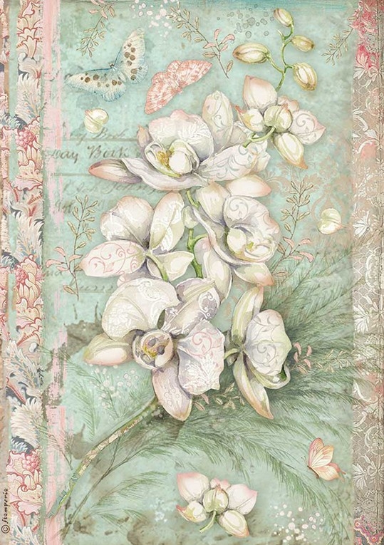 Бумага рисовая Белая орхидея