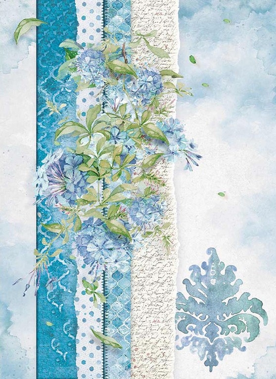 Бумага рисовая Нежно-голубые цветы