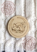 Заготовка деревянного значка «Спящая кошка»