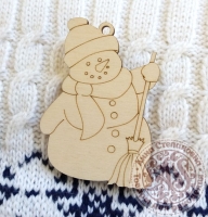 Игрушка деревянная Снеговик с метлой
